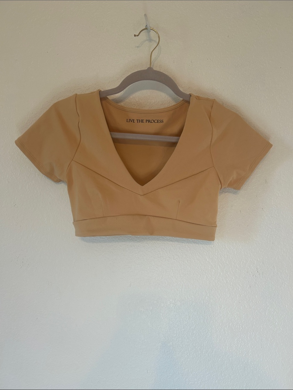 Live The Process Ivory Scoop V-Neck Crop Top